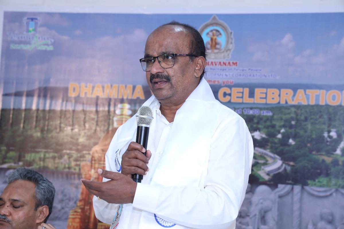 Buddhavanam Special Officer Mallepalli Laxmaiah at Dhamma Vijaya celebrations.