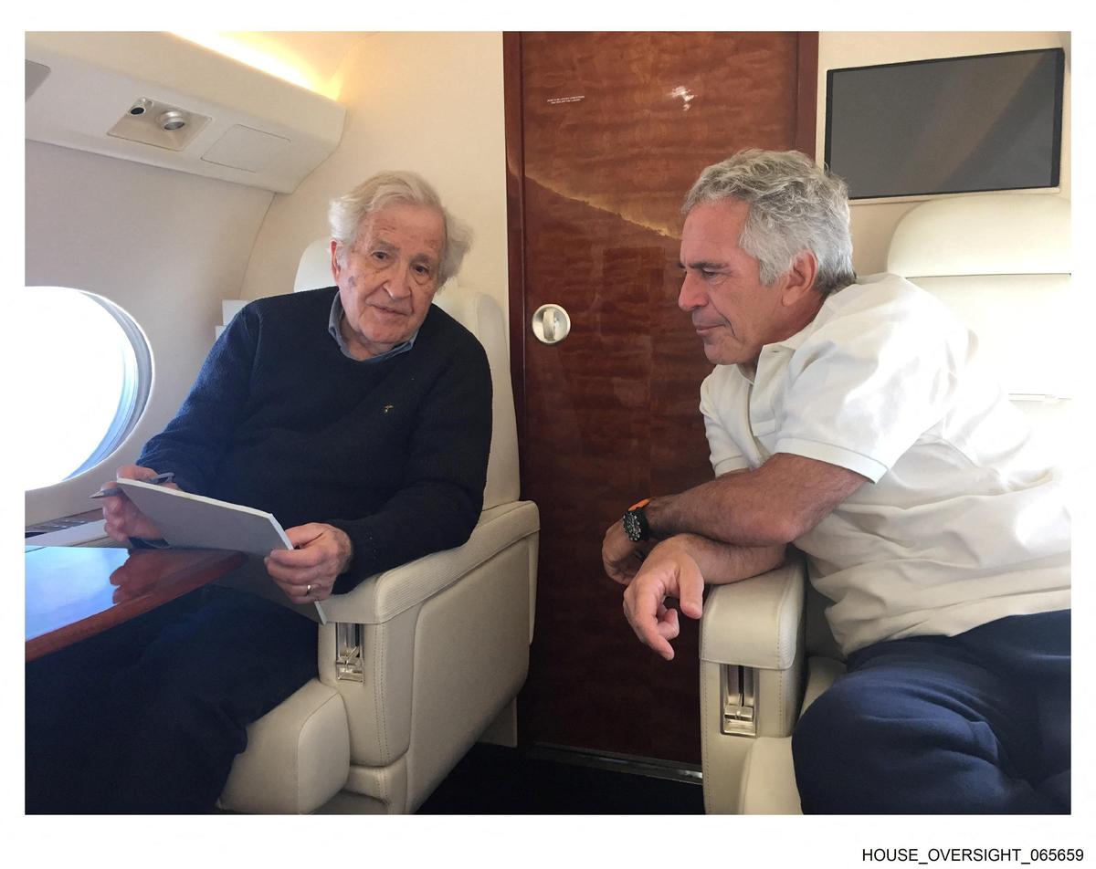 Philosopher Noam Chomsky is seen with late financier and convicted sex offender Jeffrey Epstein in this image from the U.S. Justice Department’s file released by House Oversight Committee Democrats in Washington, D.C., U.S., on December 18, 2025. 