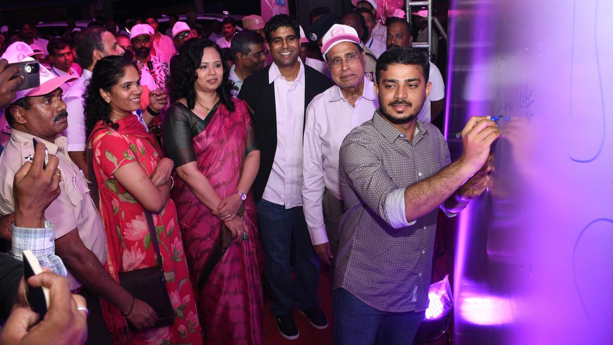 Thomas Park illuminated in pink for KMCH's breast cancer awareness campaign  - The Hindu