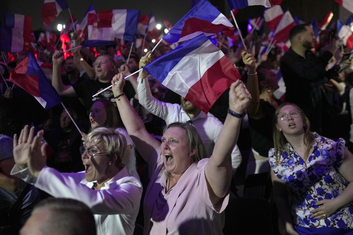 Supporters of French far-right, in Henin-Beaumont, northern France.