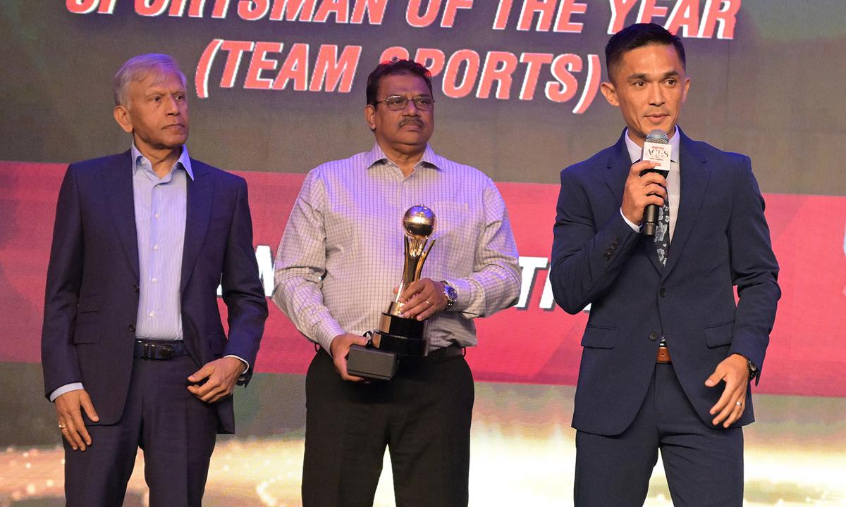 Sunil Chhetri after receiving the Star of Team Sports award. 