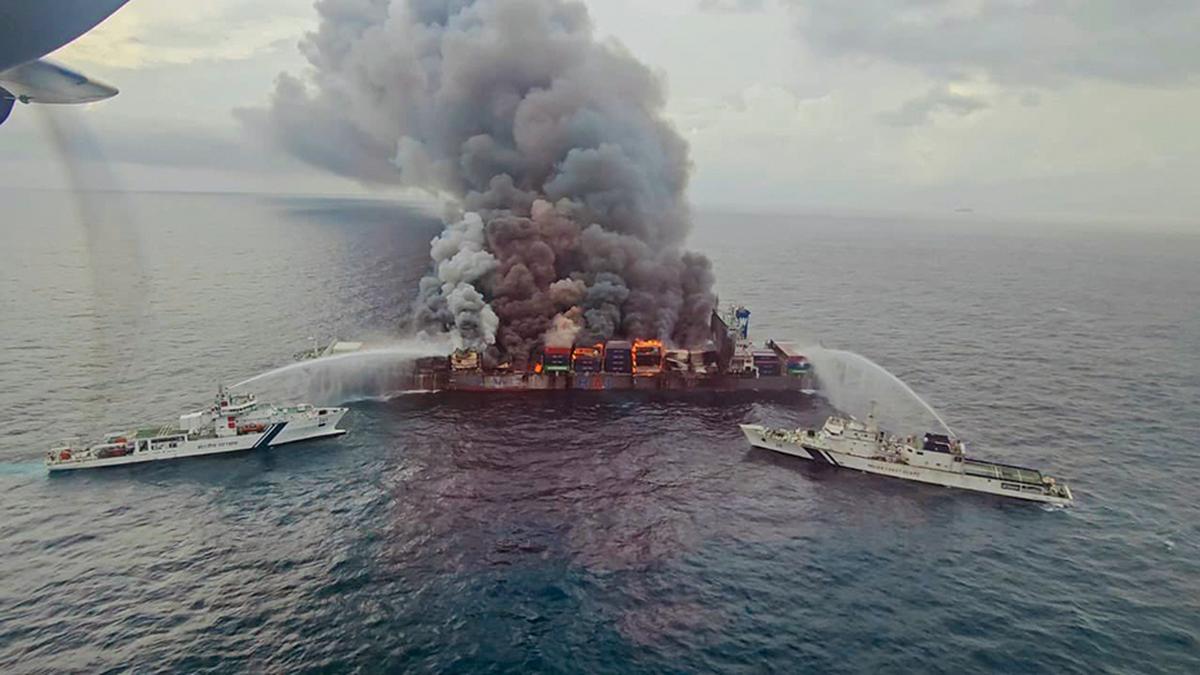 Singapore-flagged cargo ship fire: Heavy rain slows down rescue efforts