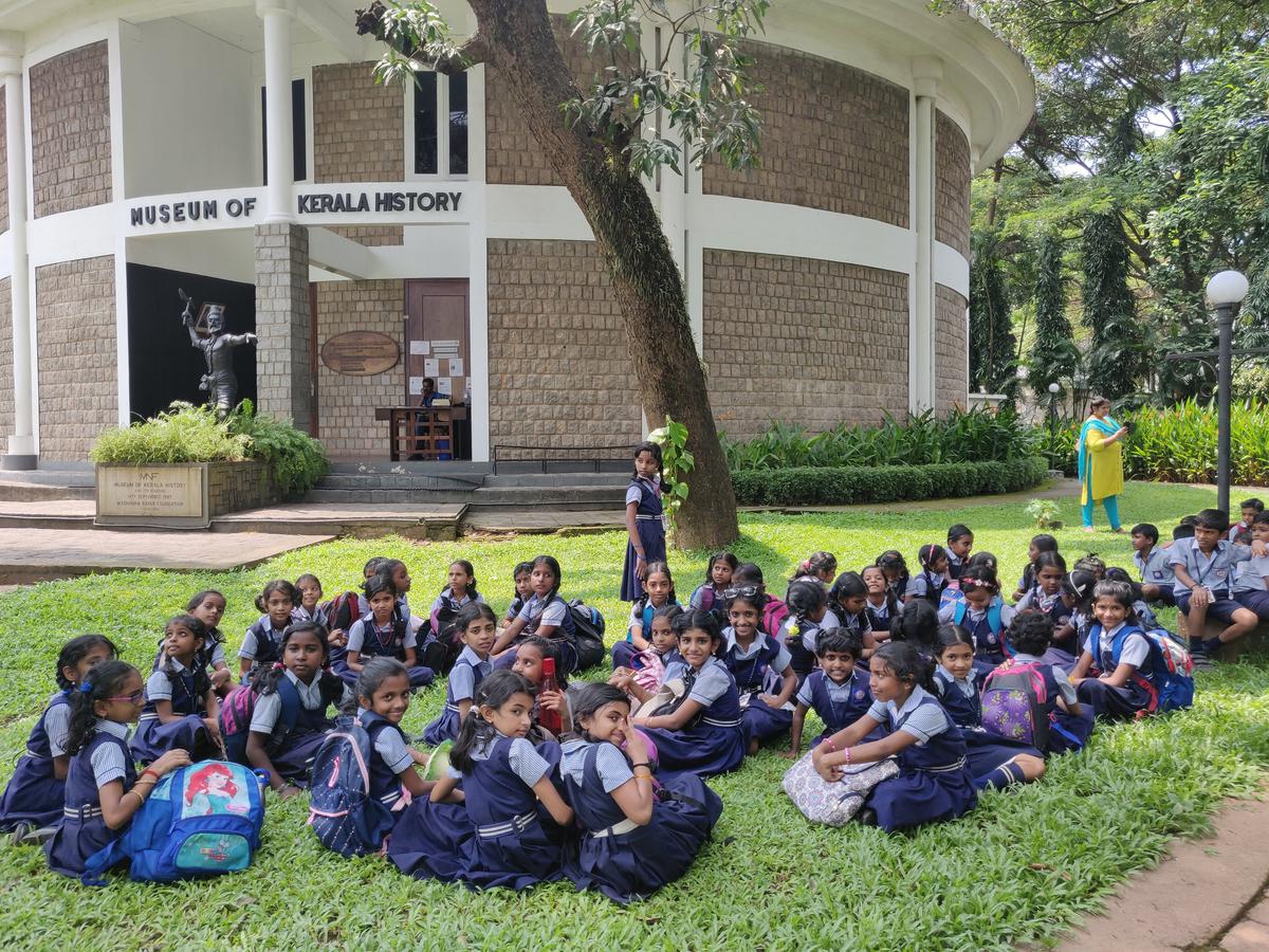 Students at the Museum of Kerala History in Edappally,  Kochi, Kerala. 