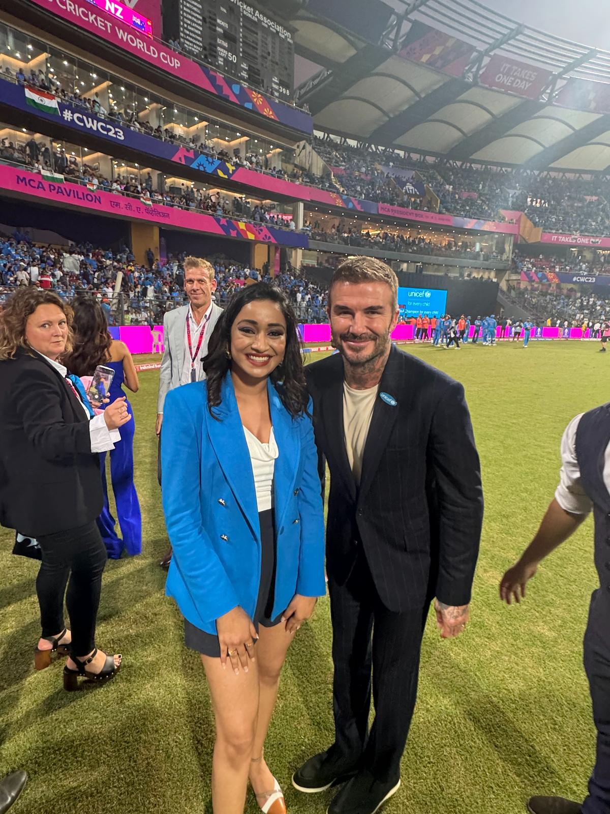 Memorable moment... Vindhya Vishakha with David Beckham