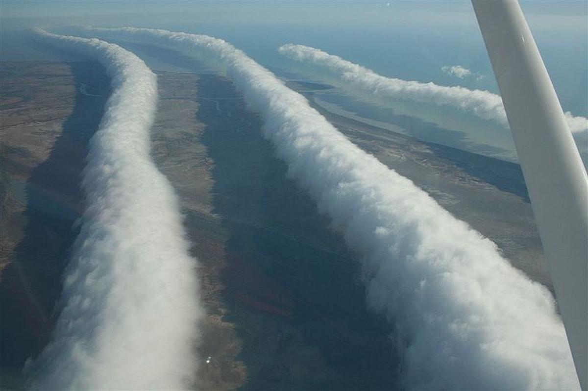 A Morning Glory cloud formation between Burketown and Normanton, Australia. A Morning Glory cloud formation between Burketown and Normanton, Australia.