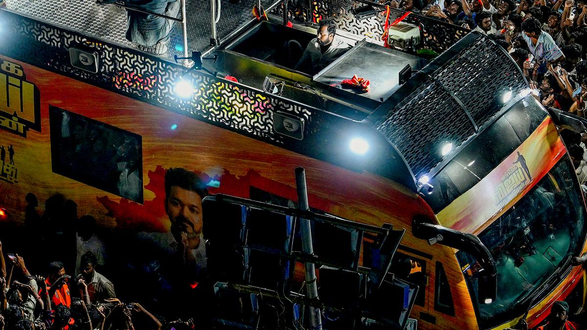 Driver of Vijay’s campaign caravan booked for rash driving after two-wheeler collision near Karur
