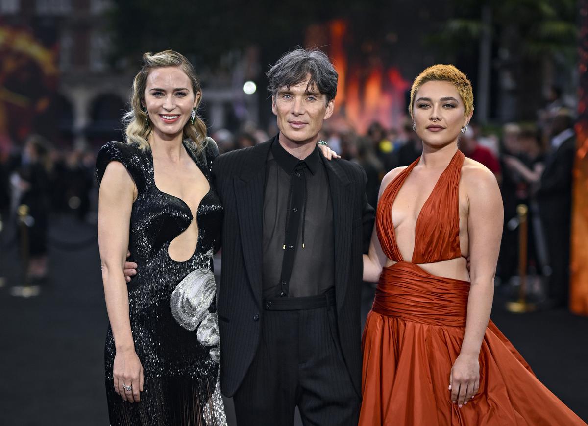 Emily Blunt, Cillian Murphy and Florence Pugh attend the ‘Oppenheimer’ UK Premiere at Odeon Luxe Leicester Square on July 13, 2023 in London, England