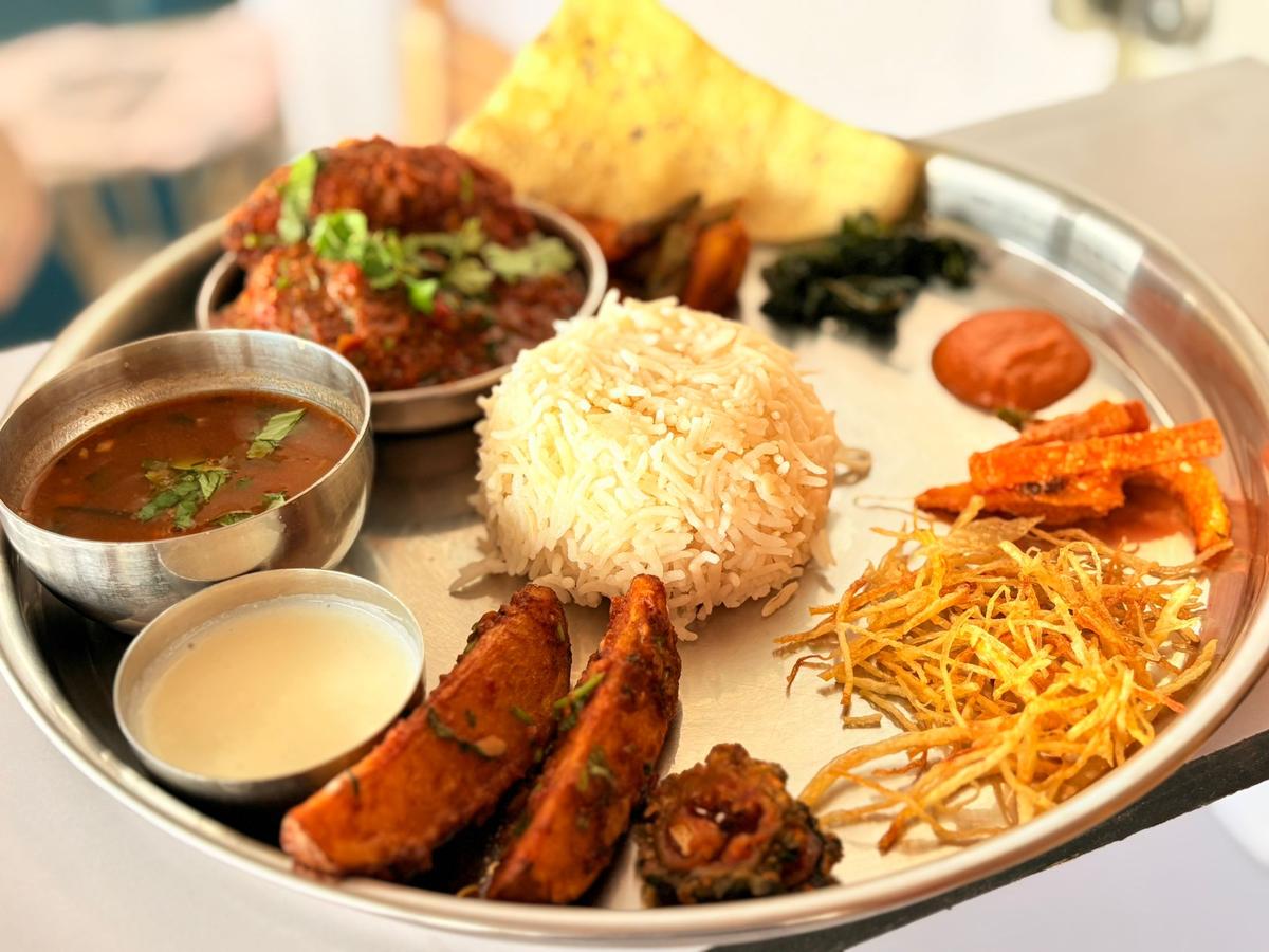 The non-veg thali chicken Thakali served at Everest Thakali in Majnu ka Tila.