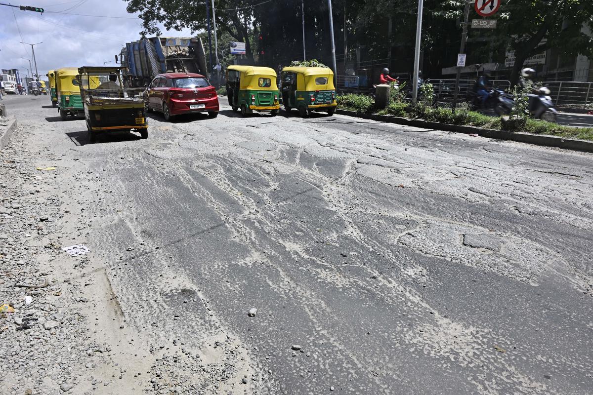 Poor road condition at Dayanand college junction near Kadirenahalli underpass led to several accidents.