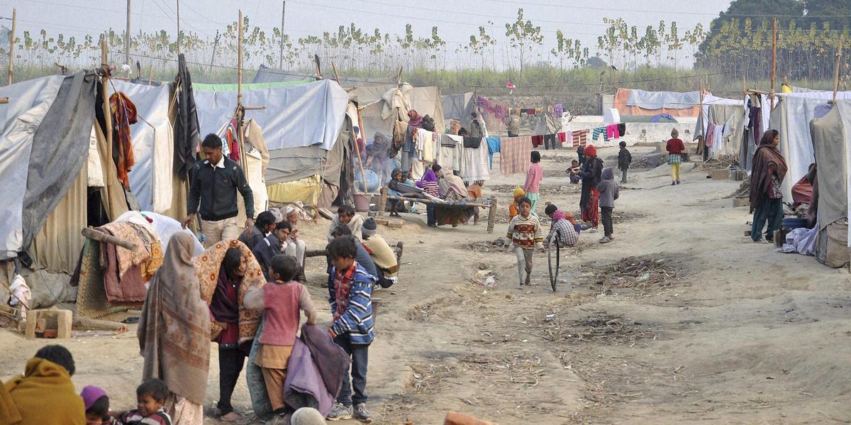 Riot victims at a relief camp in Loi village of Muzaffarnagar, in 2013.