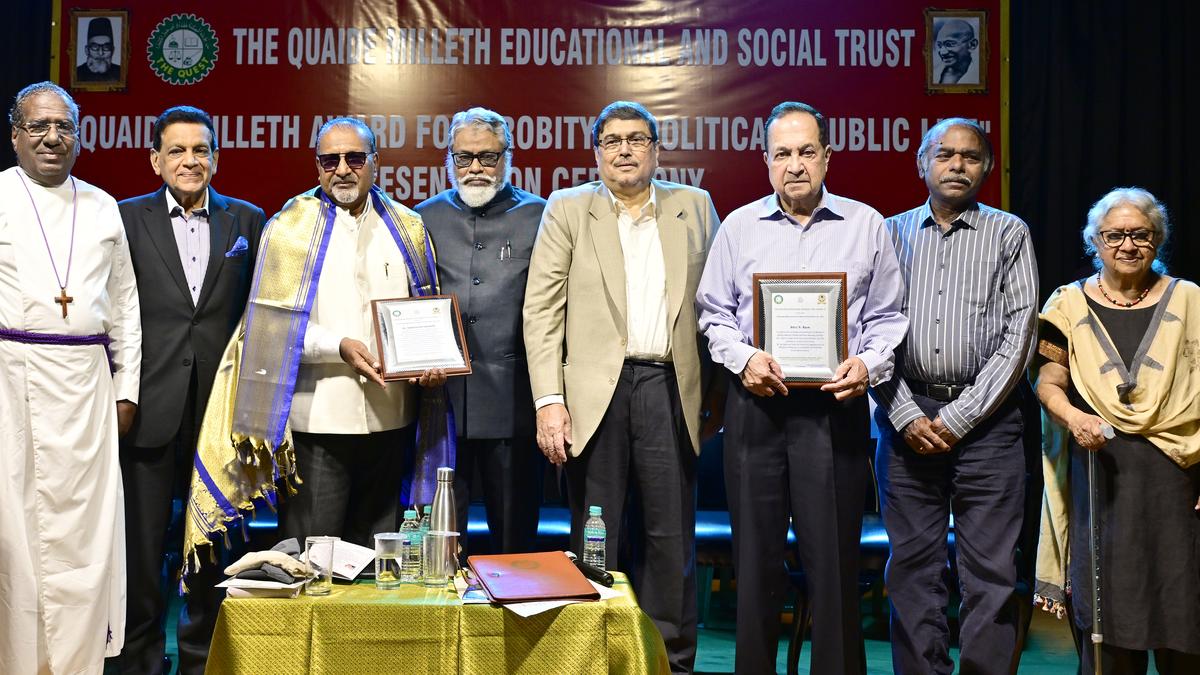 Quaide Milleth Award presented to N. Ram and Abusaleh Shariff