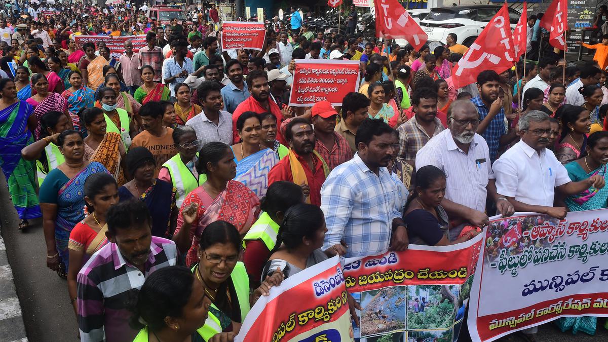 Andhra Pradesh govt. responds positively to three of 13 demands put forth by outsourced workers; strike to go on