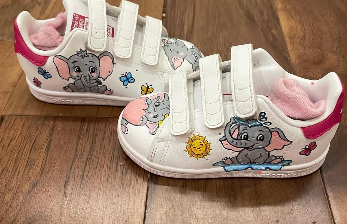Artwork done on the shoes for a granddaughter