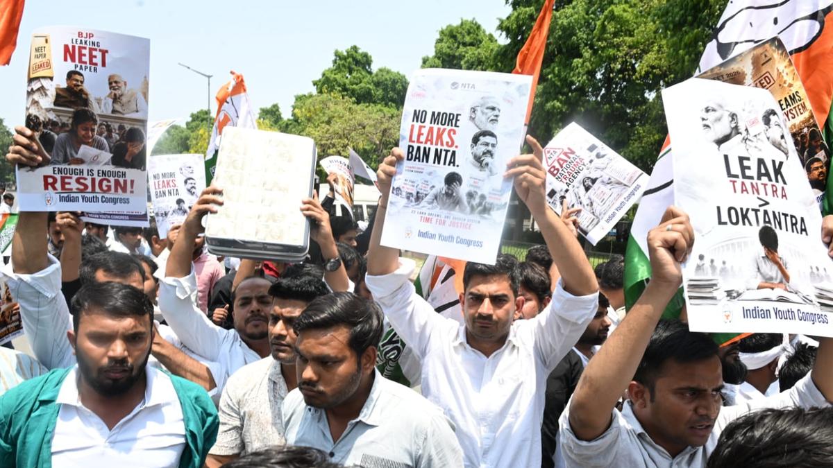 NEET paper leak row: Youth Congress protests in Delhi, chief Uday Bhanu Chib detained