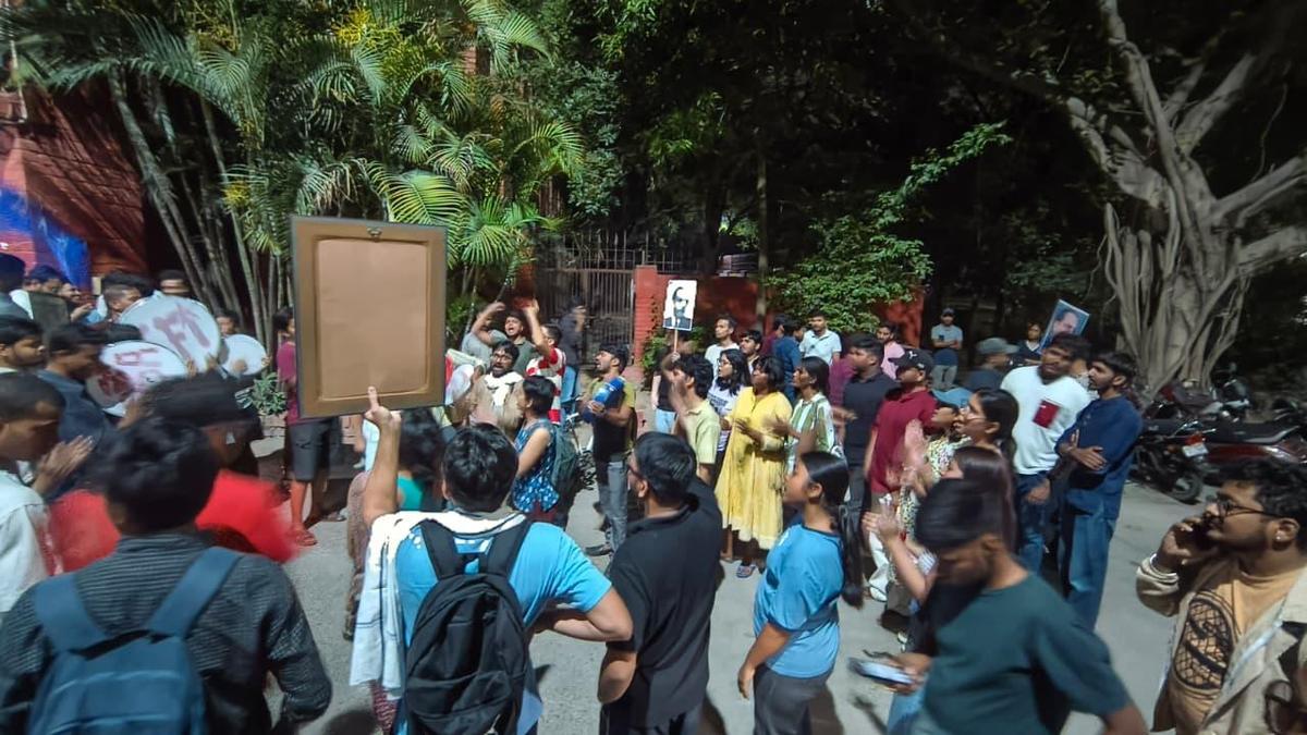 Students protest Ambedkar portrait removal at JNU hostel