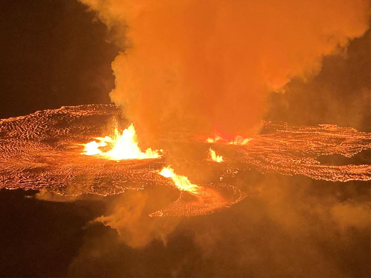 This handout image provided by US Geological Survey (USGS) on June 7, 2023, shows Kilauea erupting from the Halemaumau summit crater within a closed area of Hawai’i Volcanoes National Park in Hawaii. 