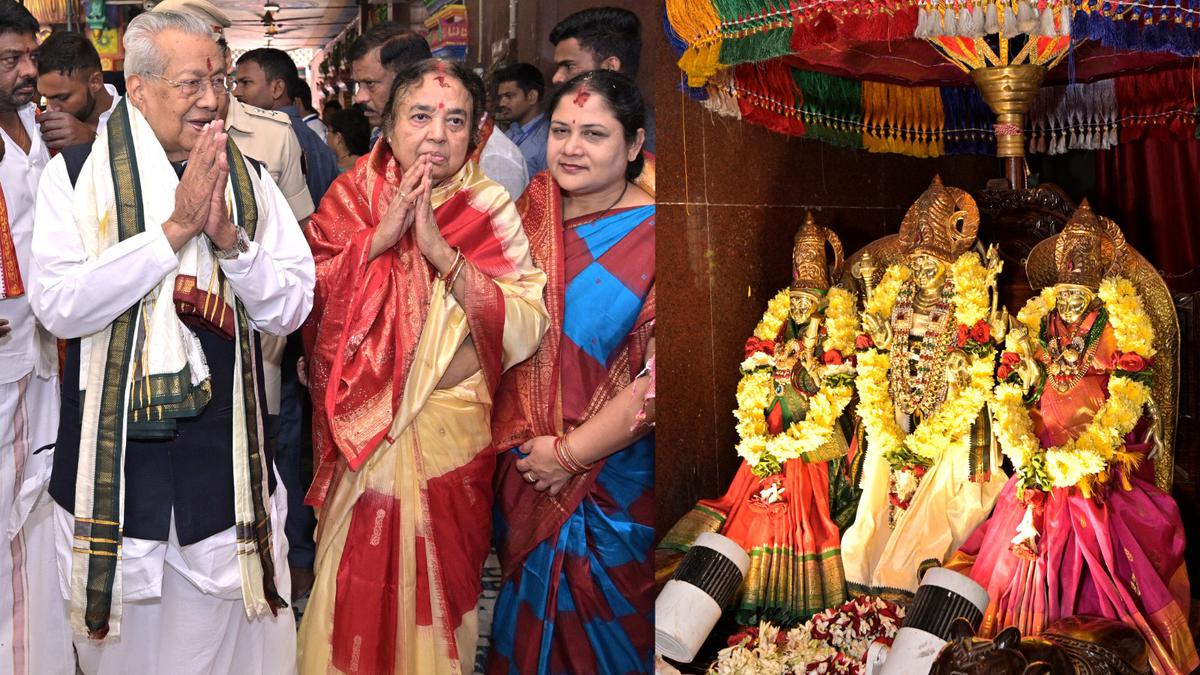 Governor and his wife offer prayers at Kanaka Durga temple in Vijayawada