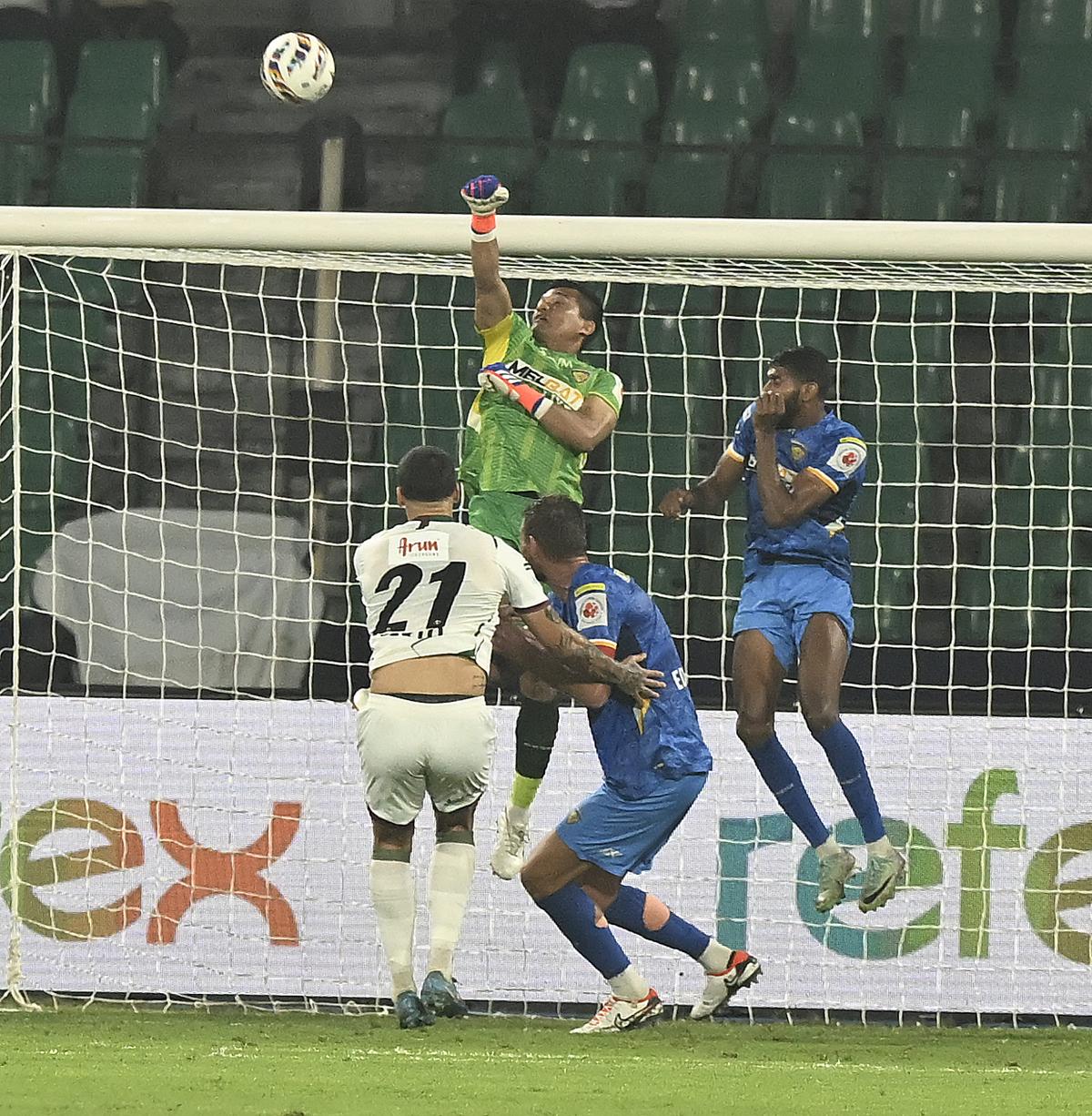 Mohammad Nawaz of Chennaiyin FC made a couple of saves against Mohun Bagan Super Giant in their Indian Super League encounter Chennai on Tuesday, January 21, 2025.