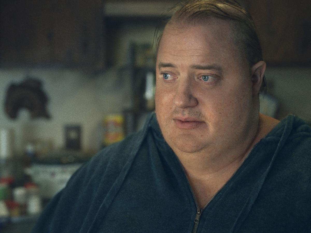 This image released by A24 shows Brendan Fraser in a scene from ‘The Whale’