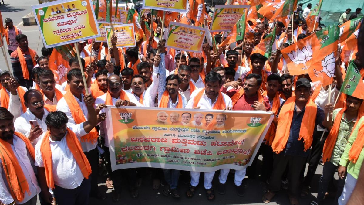 BJP workers stage protest against party’s Kalaburagi Rural MLA