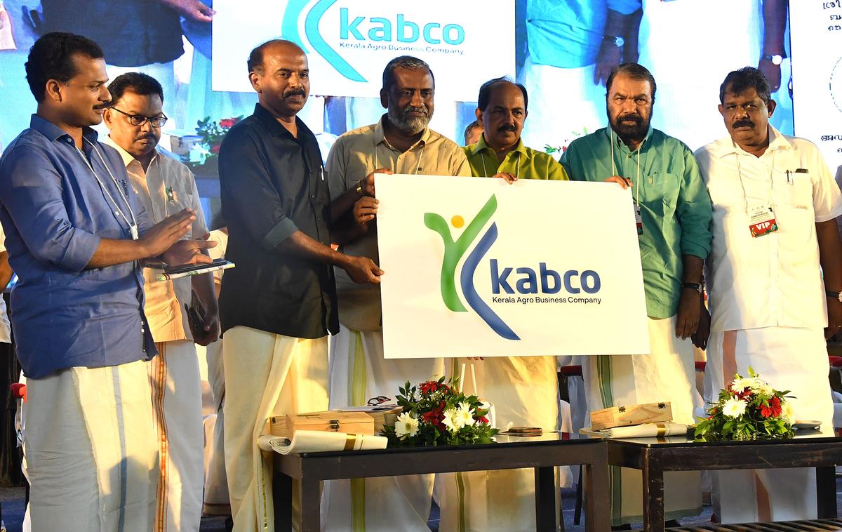 Agriculture Minister P. Prasad launching the  the logo of the Kerala Agro Business Company which he inaugurated on the Farmers Day celebrations. in Thiruvananthapuram on Thursday. 