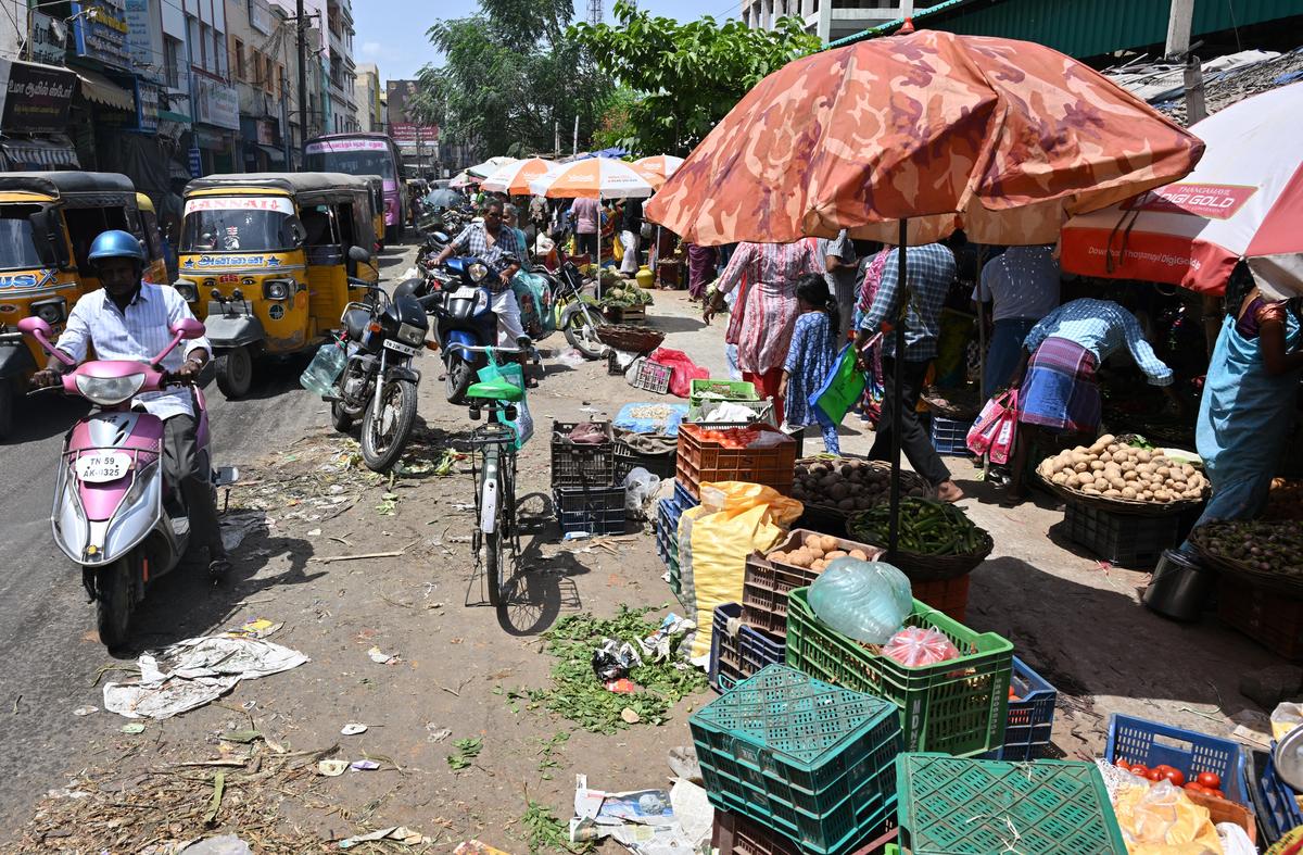 The Thayir market at Nelpettai in Madurai.