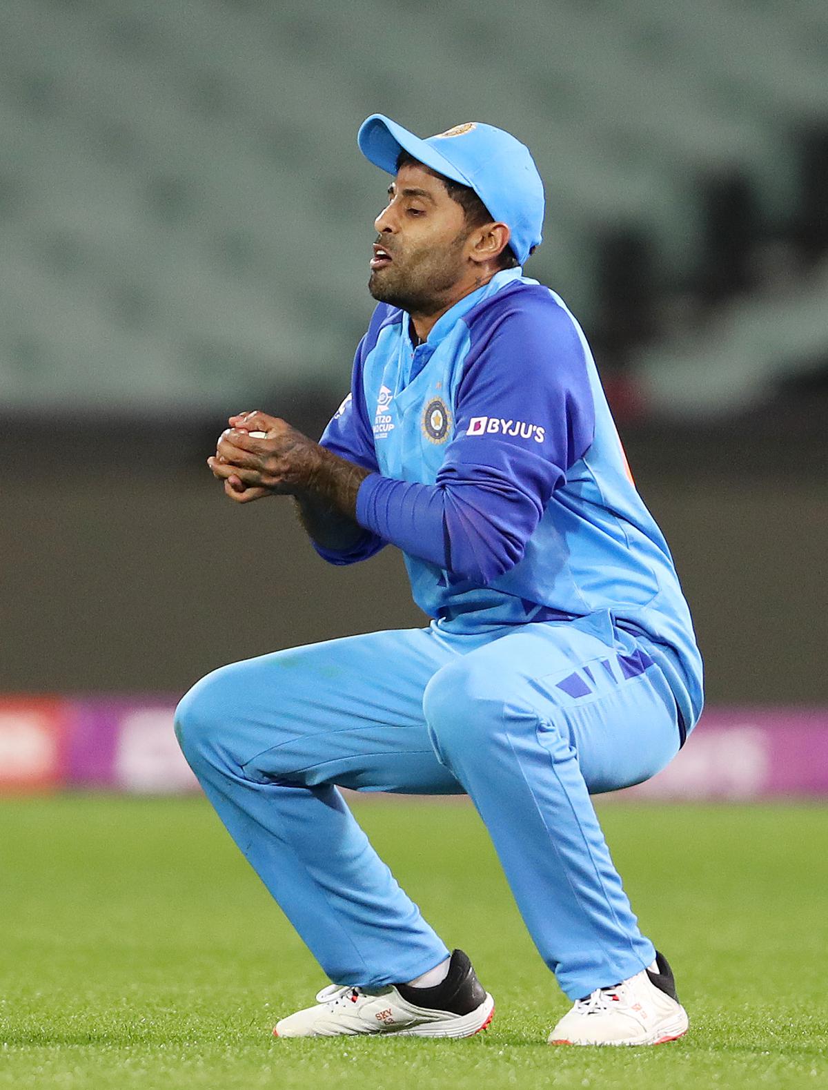 Excelling in the field:  Suryakumar Yadav takes the catch to dismiss  Afif Hossain.