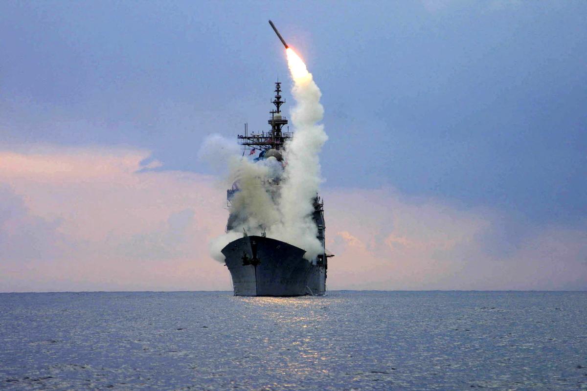 File picture of a Tomahawk Land Attack Missile (TLAM) launched from the guided missile cruiser USS Cape St. George