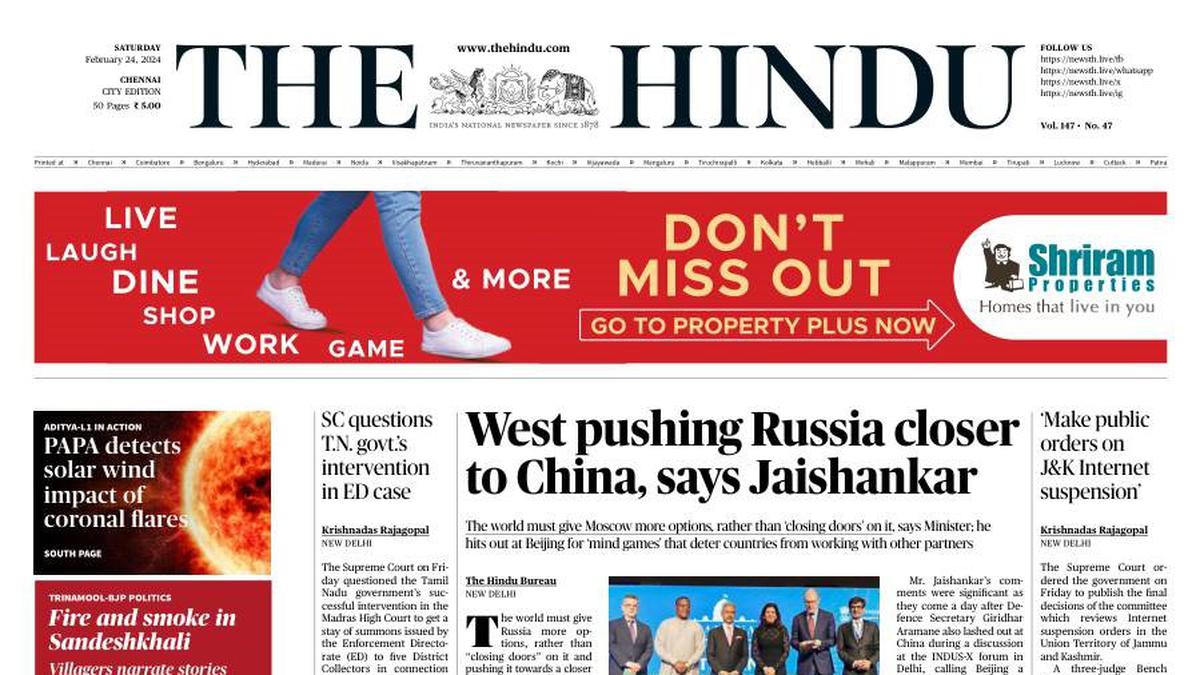 West pushing Russia closer to China, says Jaishankar