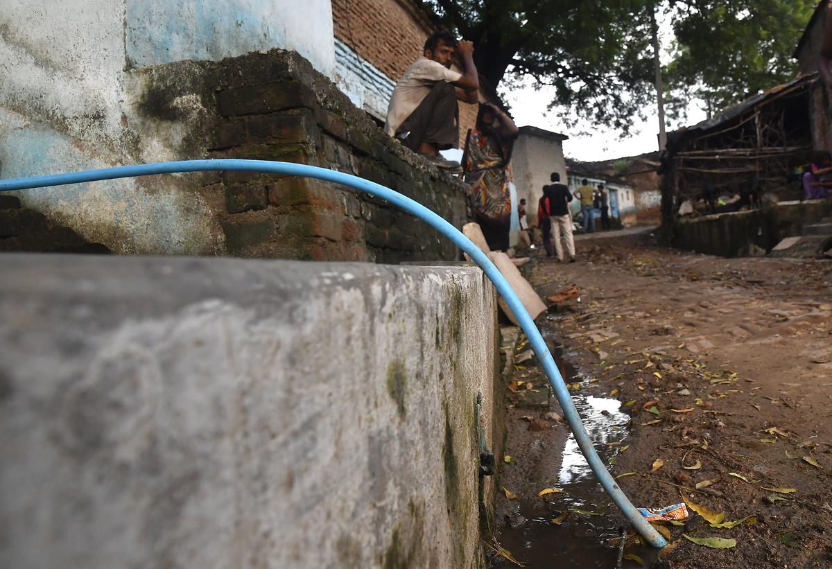 Water pipelines to provide tap connections to every household, under the Har Ghar Jal scheme as part of Jal Jeevan Mission, at Kunata Village in Panwari Block of Mahoba district in Uttar Pradesh, in the Bundelkhand region. 