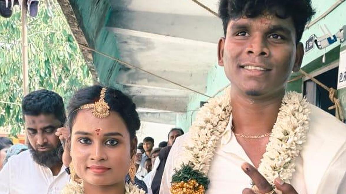 Tamil Nadu election 2026: Newly-married couples come in wedding finery to vote in Tiruvallur district