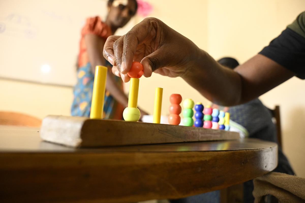 Special-needs women and children receive training in stitching, arts, and other vocational skills at Swayamkrushi, an institute for persons with intellectual disabilities, in Chennapur, Hyderabad.