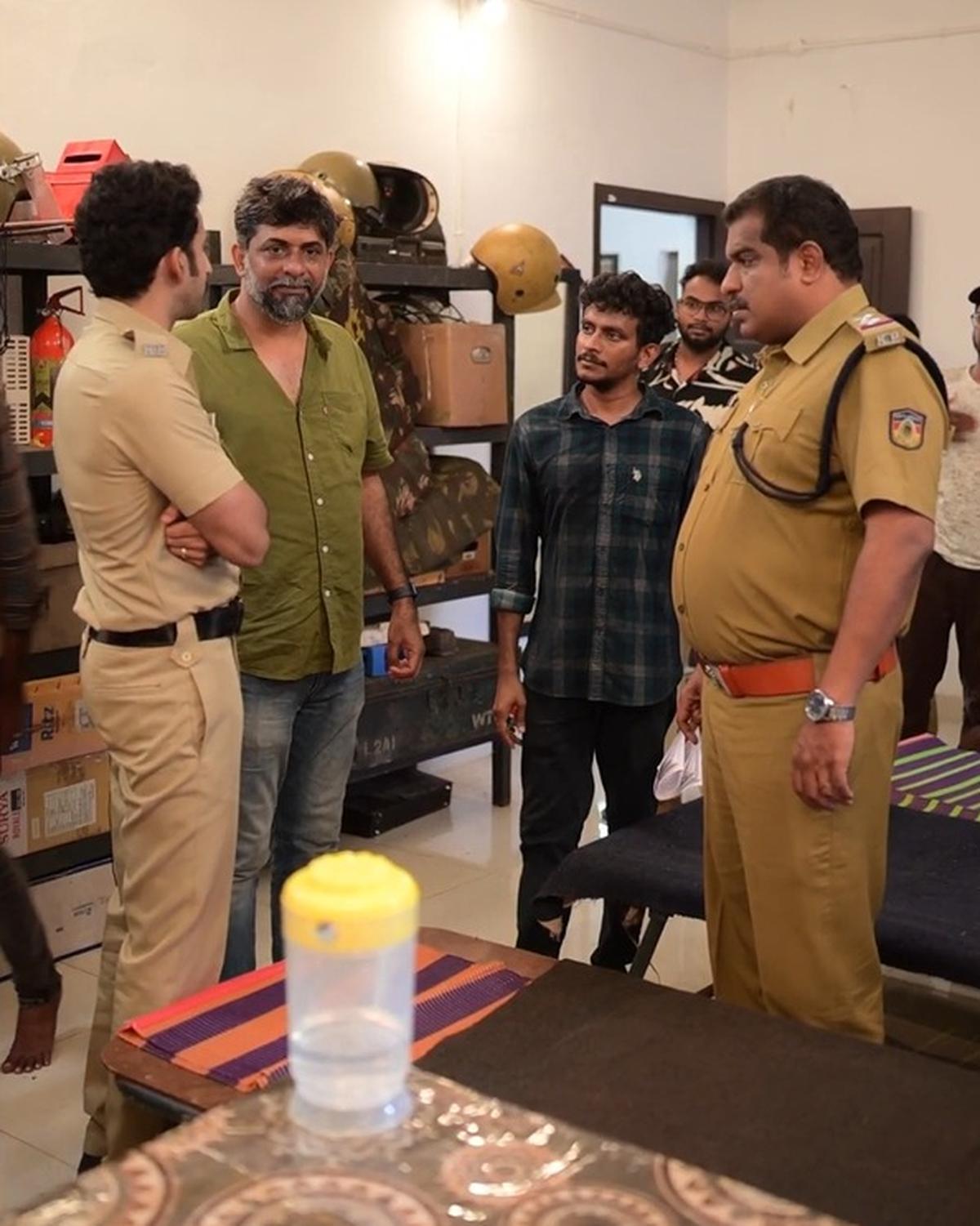 Shahi Kabir with Roshan Mathew and Dileesh Pothan on the sets of Ronth Shahi Kabir with Roshan Mathew and Dileesh Pothan on the sets of Ronth