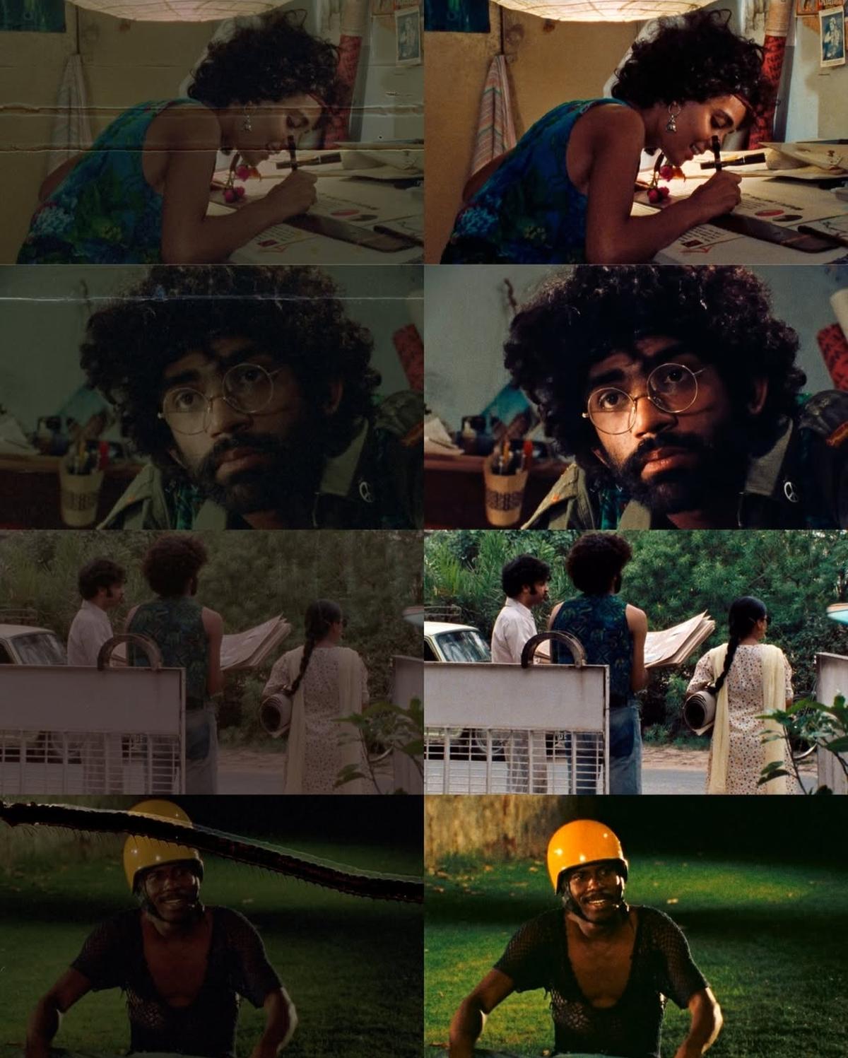 Film stills, before and after restoration