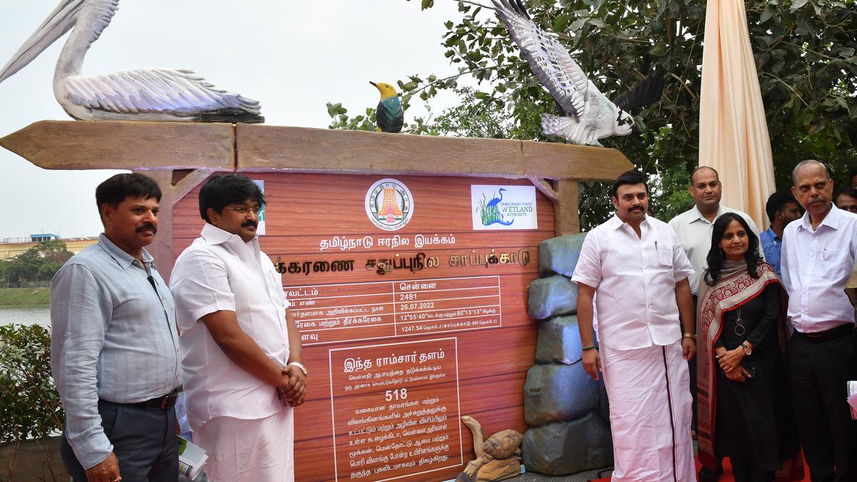 Forests Minister unveils plaque at Pallikaranai Eco Park on Wetlands Day