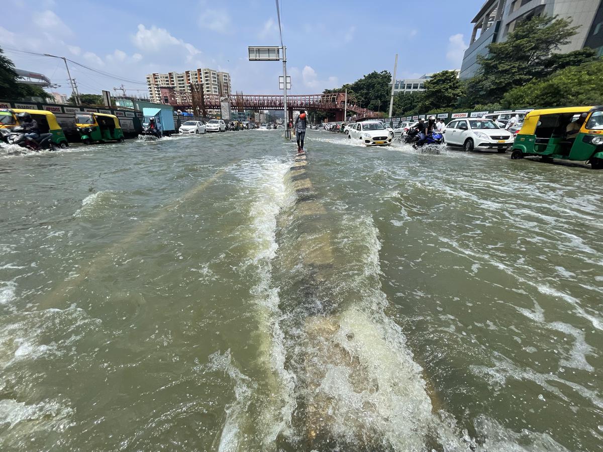 Hundreds of employees working in and around RMZ Ecospace on the Outer Ring Road (ORR) in Bengaluru had to experience the horrors of peak-hour traffic, exacerbated by inundation due to heavy overnight rain on Tuesday. 