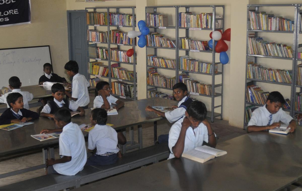 Children at a library in Maria Niketan in Bangalore.