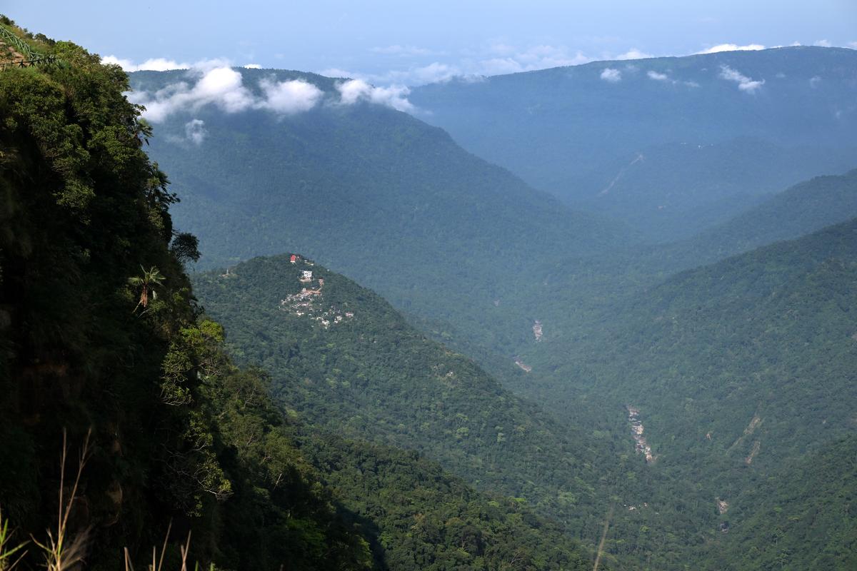 A view of the hills in Meghalaya’s Sohra town. 