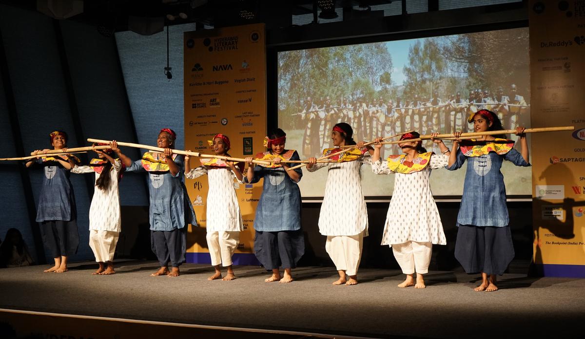 A dance theatre dialogue on preserving Hyderabad’s rock formation being performed by a group led by dance activist Nayantara Nanda Kumar at the Hyderabad Literary Festival.