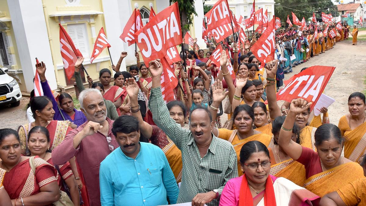 Aganwadi workers demand job security, pension