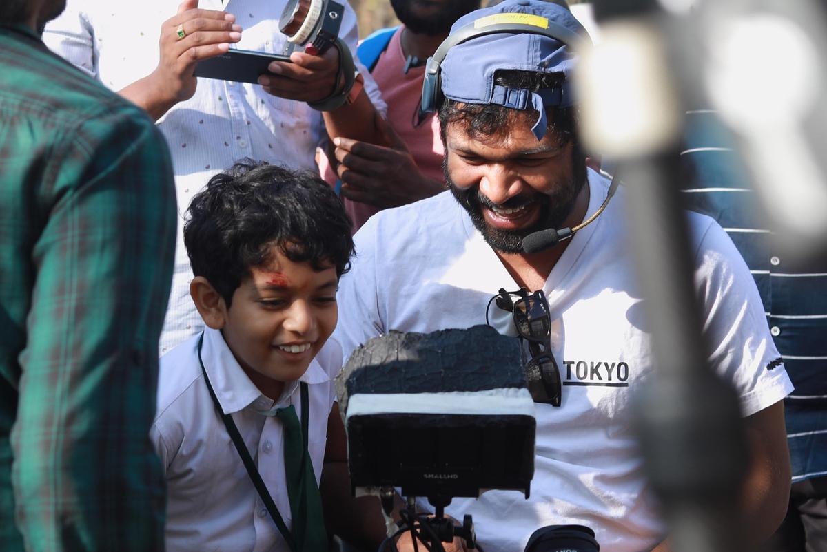 Niketh Bommi with child actor Arun Dev on the sets of ‘35’ Niketh Bommi with child actor Arun Dev on the sets of ‘35’