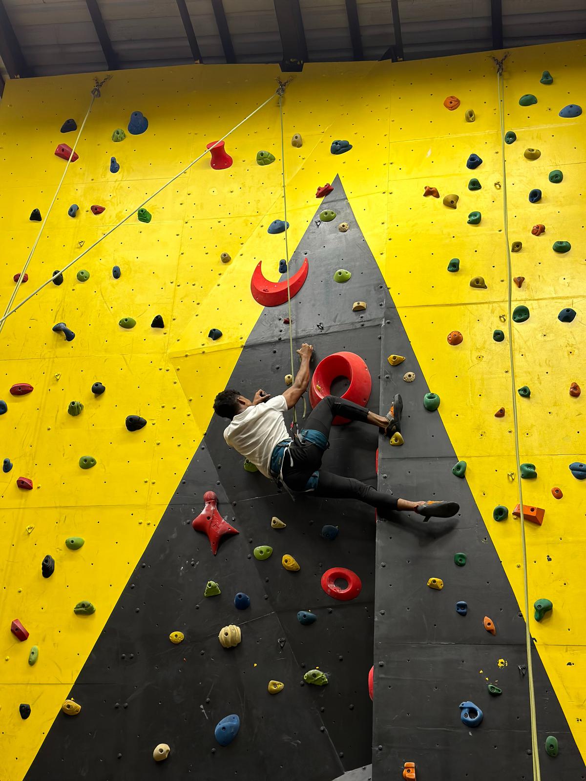 An indoor wall at Fit Rock Arena