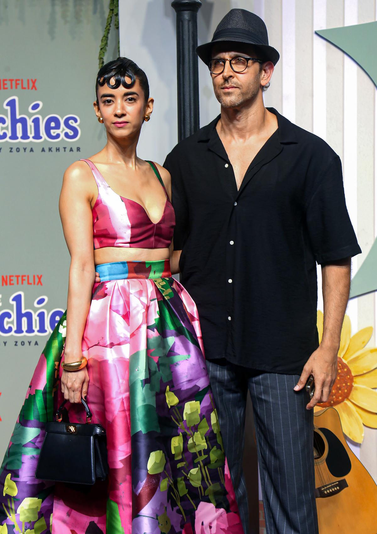 Mumbai: Actor Hrithik Roshan with Saba Azad poses for photos at the premiere of Netflix’s film ‘The Archies’, in Mumbai, Tuesday, Dec. 5, 2023. 