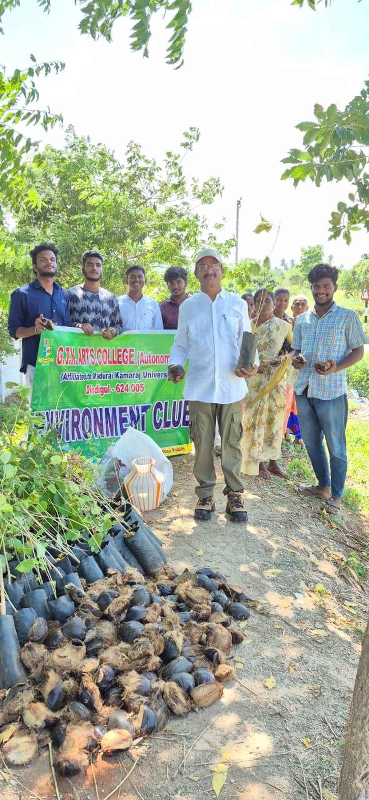 GTN Arts College, Dindigul, organised a palm seed plantation drive at Mullipaddi Panchayat pond, near Dindigul. GTN Arts College, Dindigul, organised a palm seed plantation drive at Mullipaddi Panchayat pond, near Dindigul.