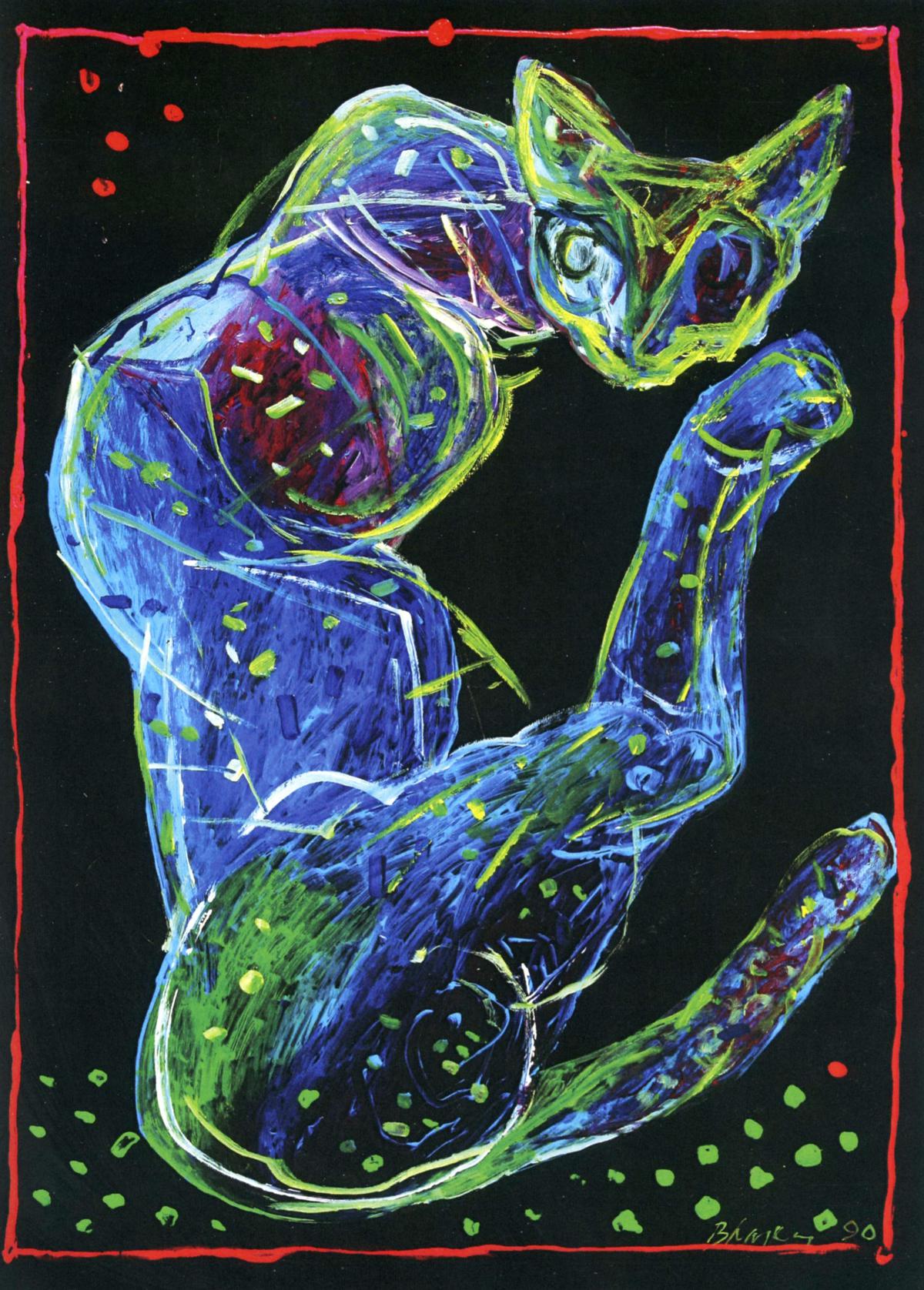 Cat - mixed media on paper (1990)