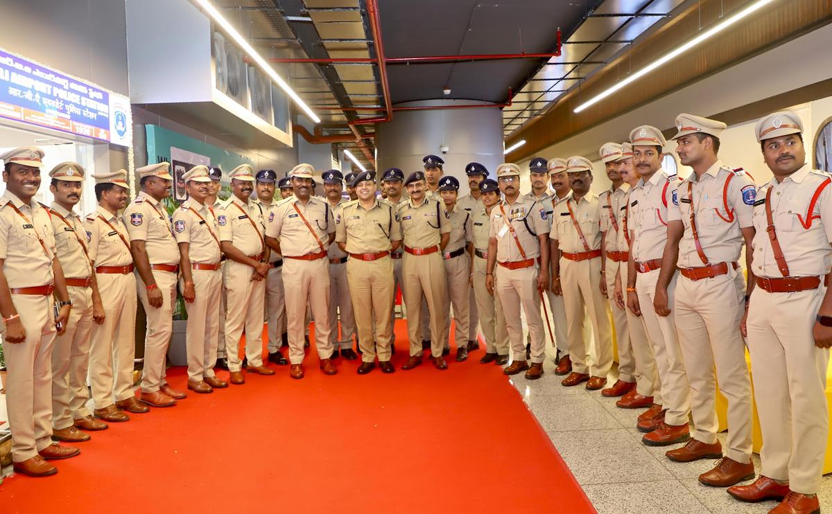 Officials from the Cyberabad Commissionerate at inauguration ceremony of RGIA police outpost on Saturday. Officials from the Cyberabad Commissionerate at inauguration ceremony of RGIA police outpost on Saturday.