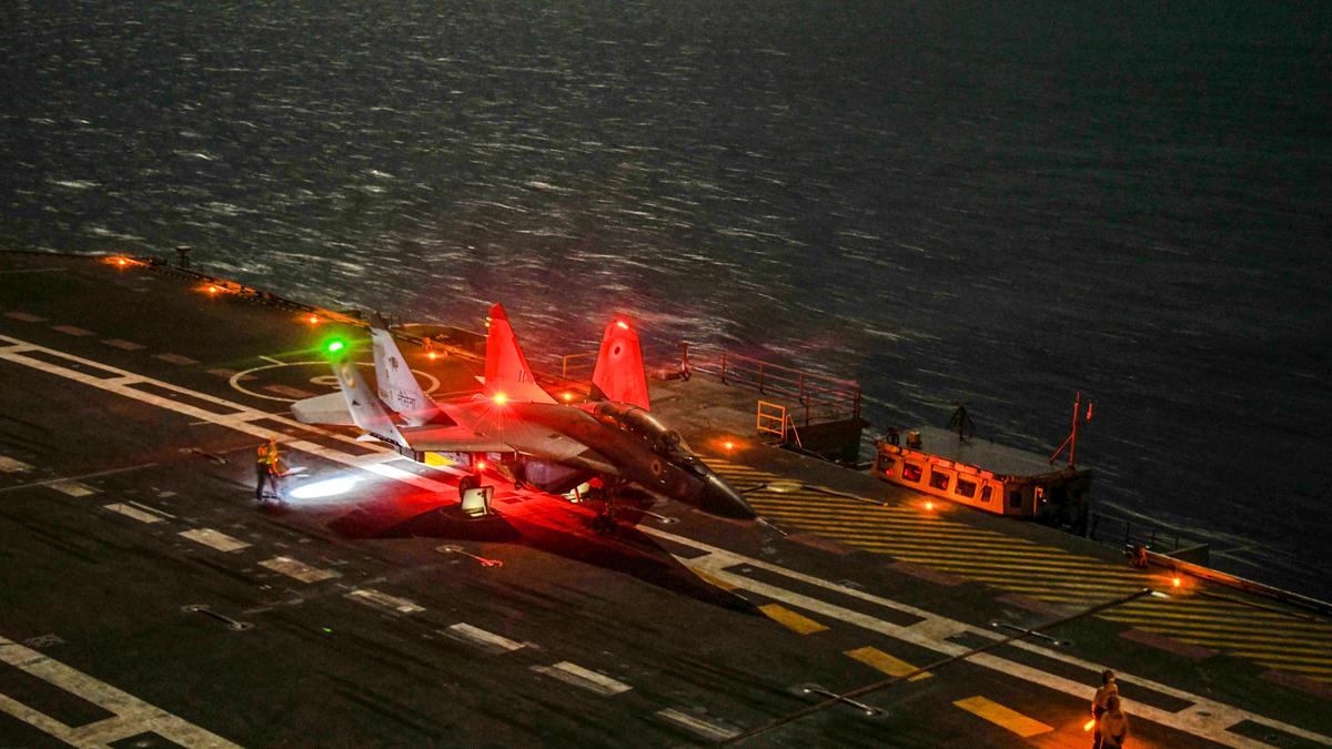 Indian Navy’s MiG-29K makes maiden night landing on INS Vikrant