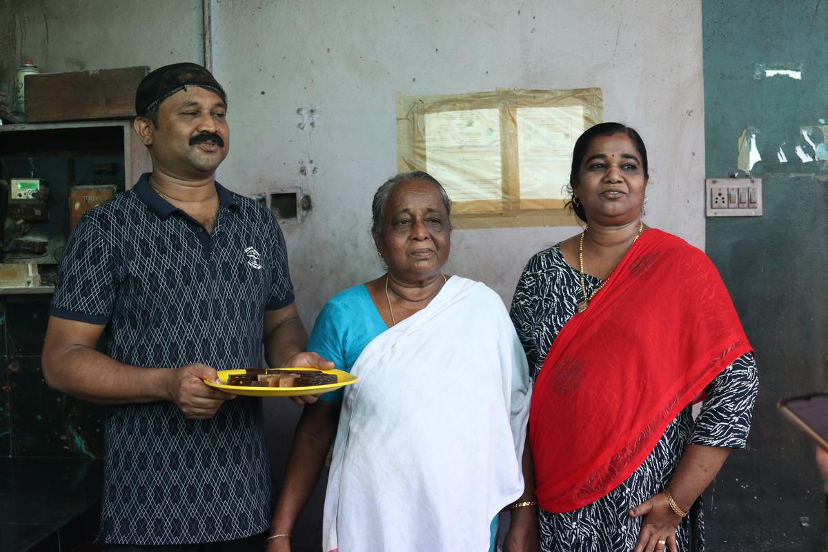 (From left), Shibu Sudevan, his mother, Premalatha Natarajan, and his sister, Sheeja Sudevan 