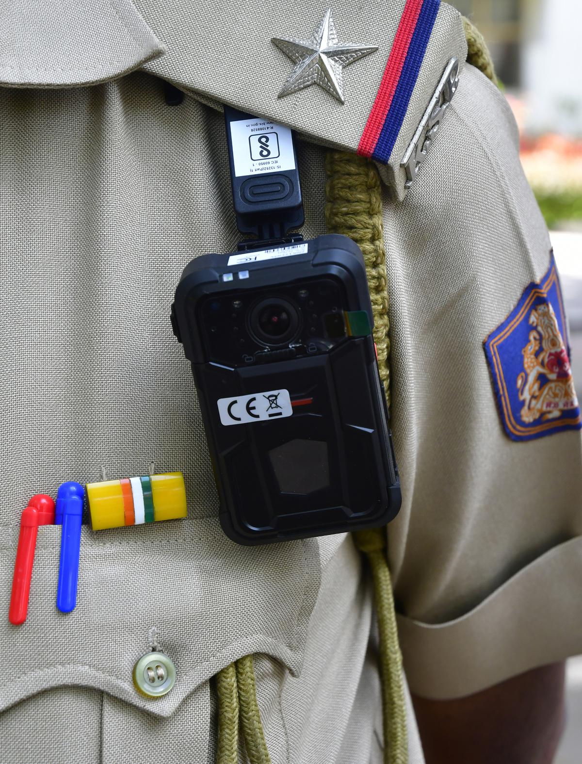 New body-cam along with fingerprint scanner given to the Hoysala Police patrol squad. file photo