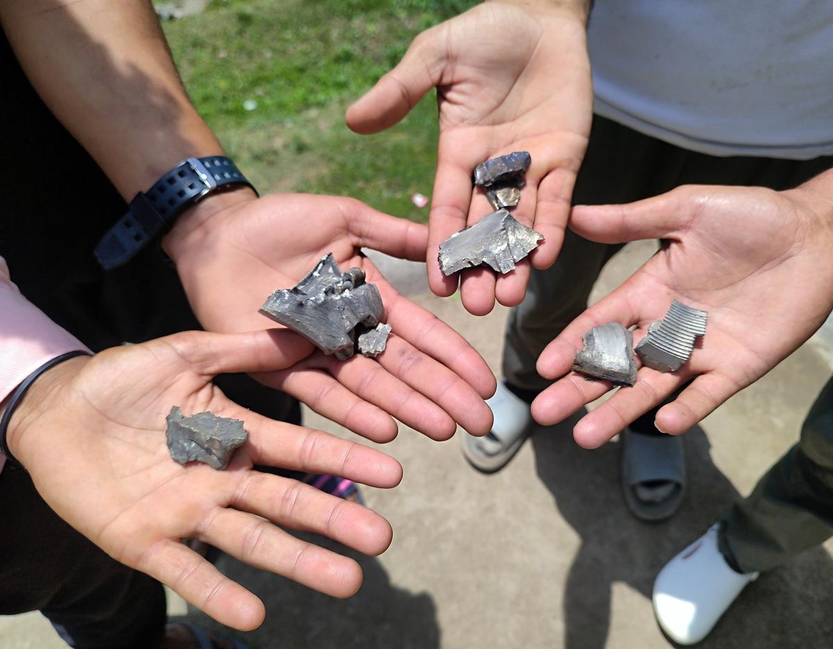 Fragments of a projectile recovered after heavy shelling by Pakistan, at Salni village in Poonch on Saturday. Fragments of a projectile recovered after heavy shelling by Pakistan, at Salni village in Poonch on Saturday.